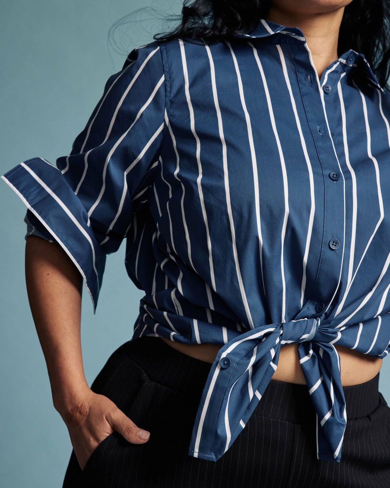 Universal Standard Henning x US Madison Shirt - Ensign Blue/White Stripe