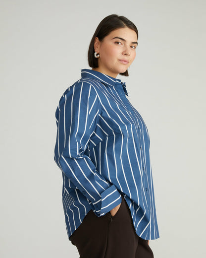 Universal Standard Henning x US Madison Shirt - Ensign Blue/White Stripe