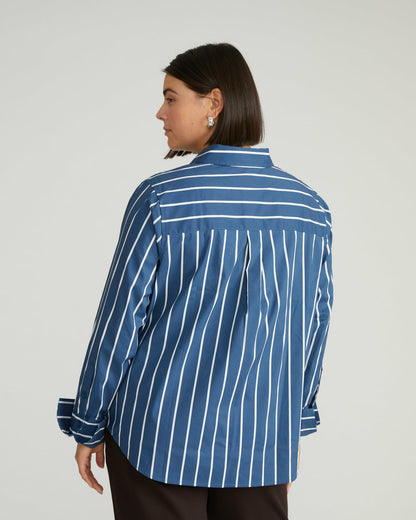 Universal Standard Henning x US Madison Shirt - Ensign Blue/White Stripe