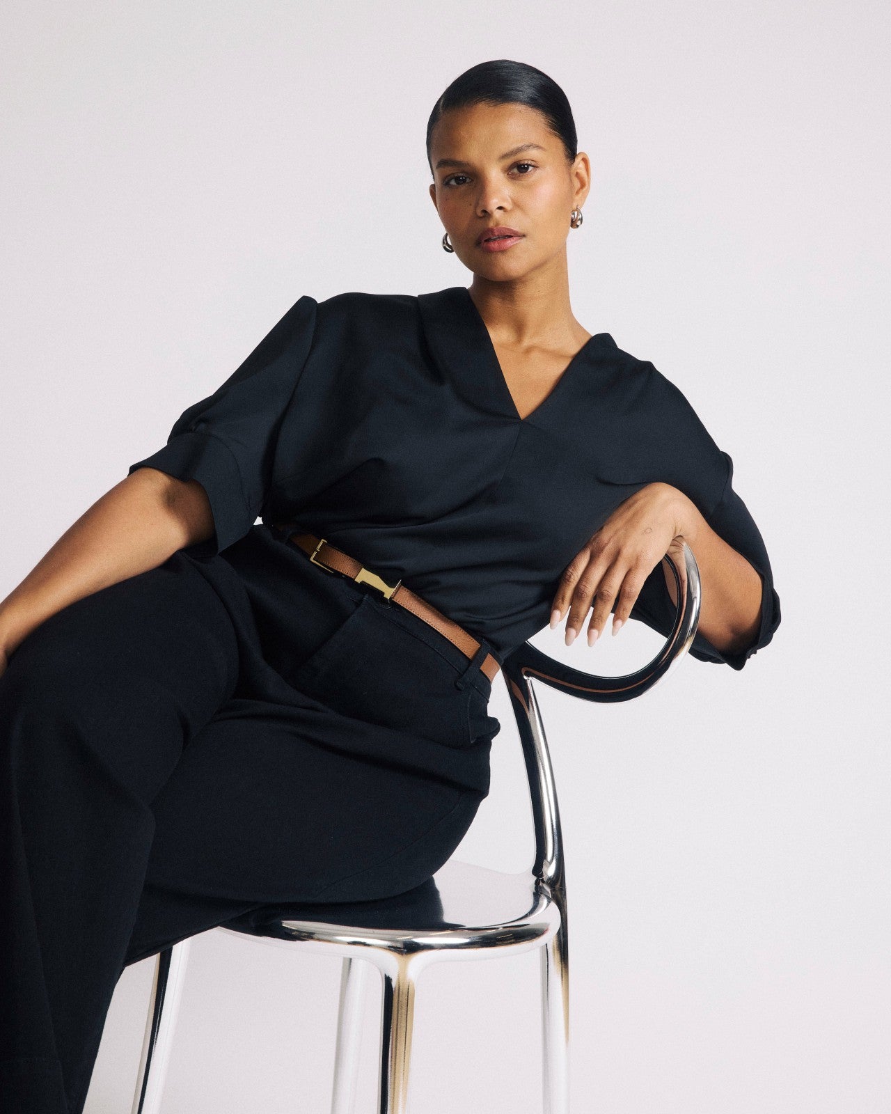 Universal Standard Beatrice Soft Satin Top - Black