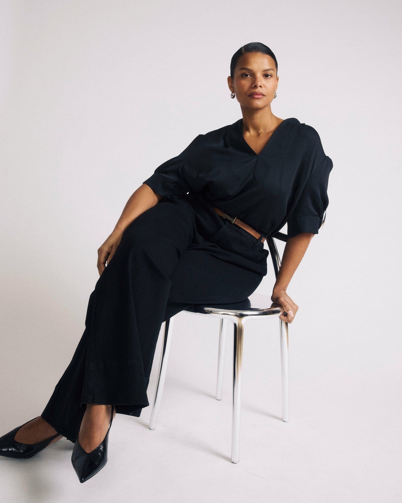 Universal Standard Beatrice Soft Satin Top - Black