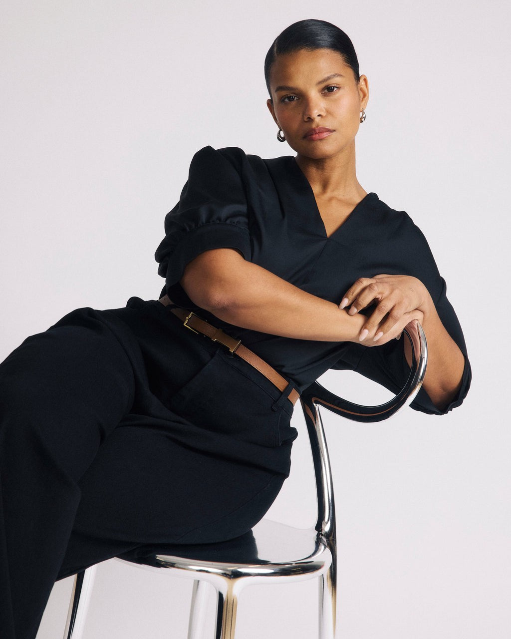 Universal Standard Beatrice Soft Satin Top - Black