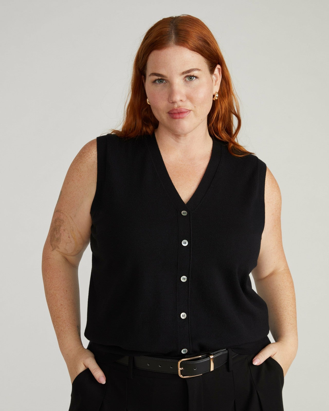 Universal Standard Savvy Fine Knit Cardigan Vest - Black