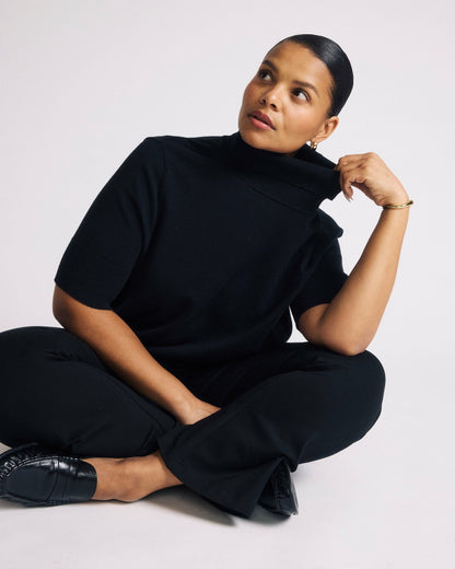 Universal Standard Savvy Fine Knit Turtleneck Sweater Top - Black