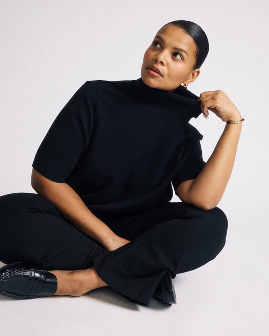 Universal Standard Savvy Fine Knit Turtleneck Sweater Top - Black