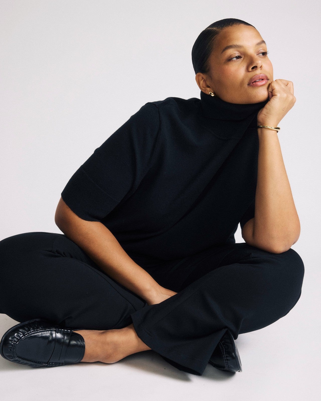 Universal Standard Savvy Fine Knit Turtleneck Sweater Top - Black