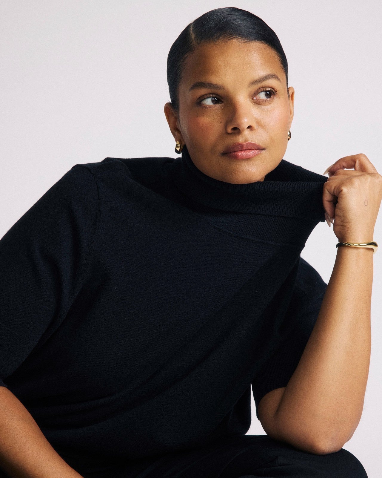 Universal Standard Savvy Fine Knit Turtleneck Sweater Top - Black