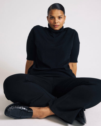 Universal Standard Savvy Fine Knit Turtleneck Sweater Top - Black