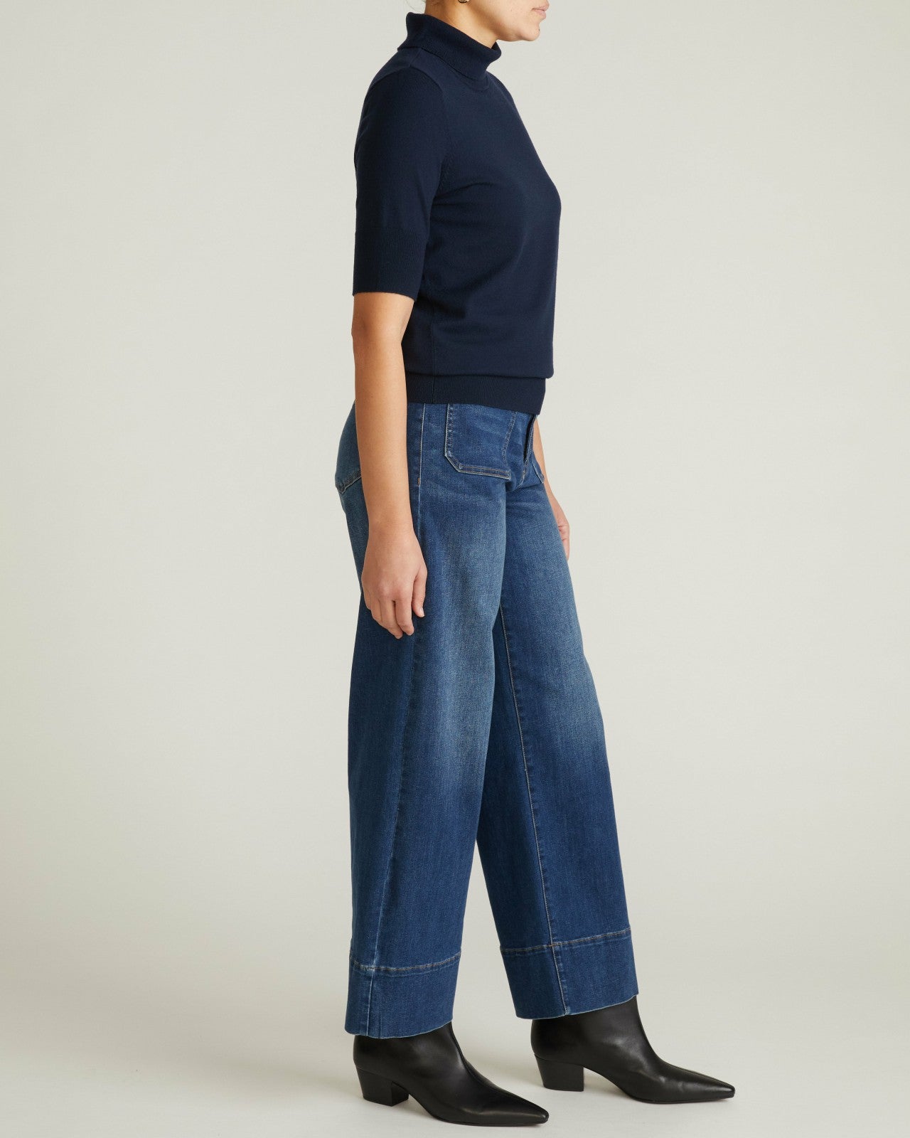 Universal Standard Savvy Fine Knit Turtleneck Sweater Top - Navy