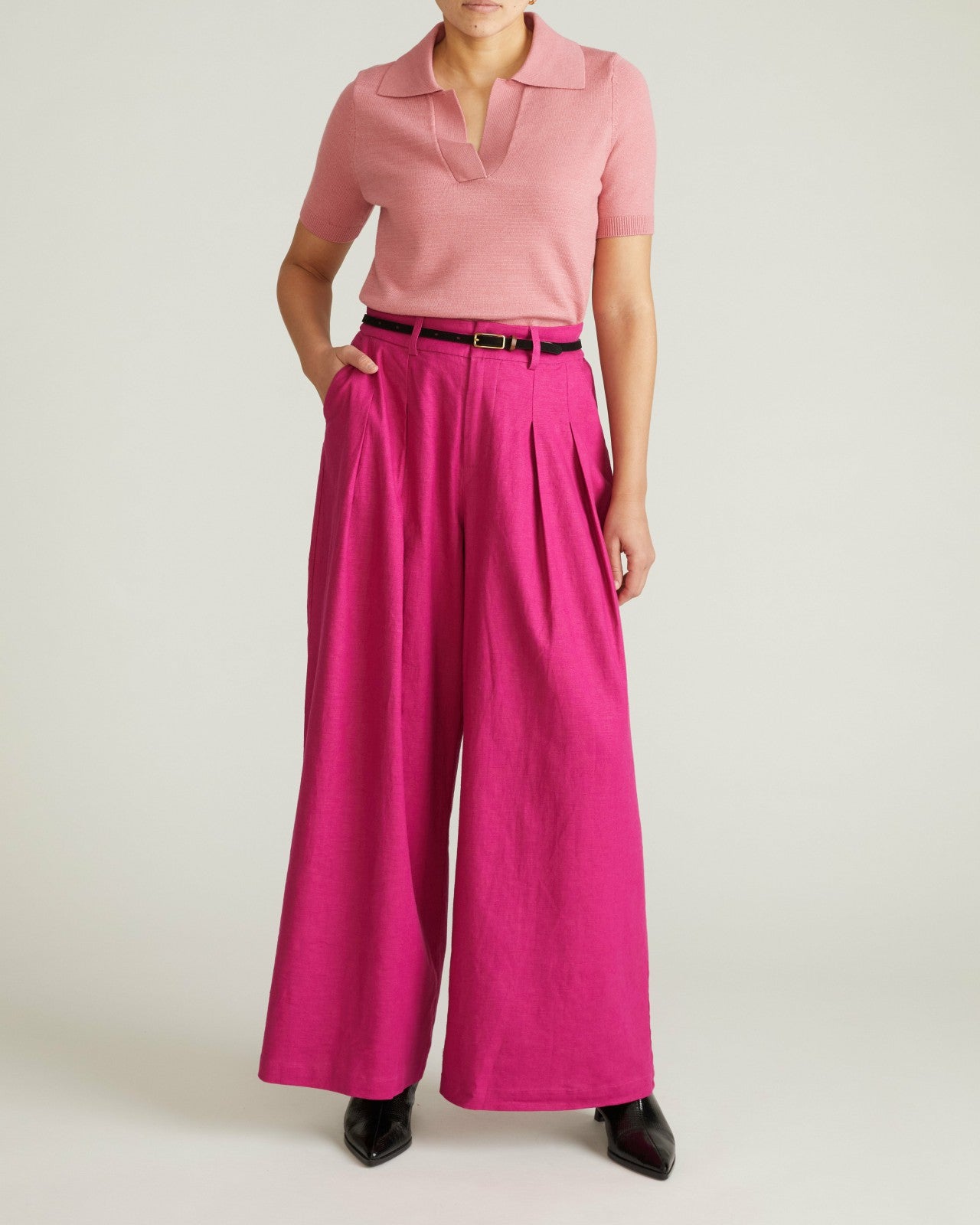 Universal Standard Savvy Fine Knit Short Sleeve Polo Sweater - Virginia Rose