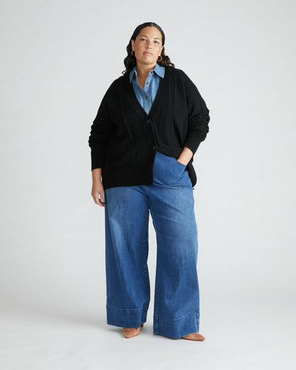 Universal Standard Cable Knit Cardigan - Black