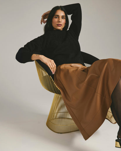Universal Standard Safiya Cable Knit Sweater - Black