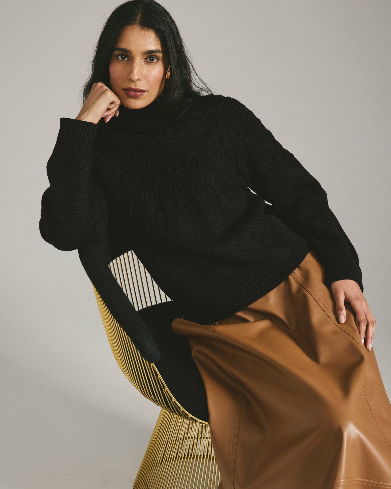 Universal Standard Safiya Cable Knit Sweater - Black