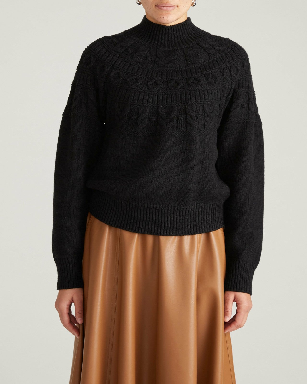 Universal Standard Safiya Cable Knit Sweater - Black