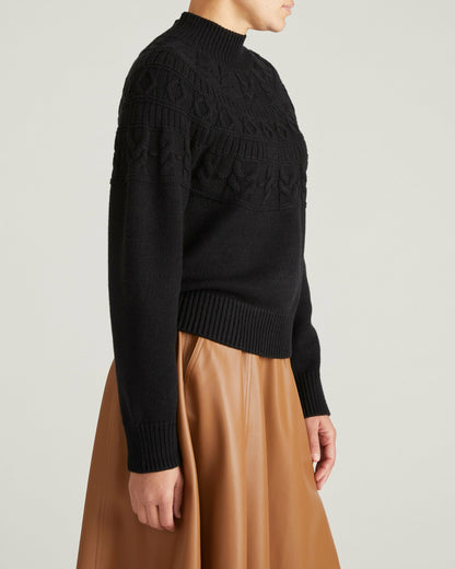 Universal Standard Safiya Cable Knit Sweater - Black