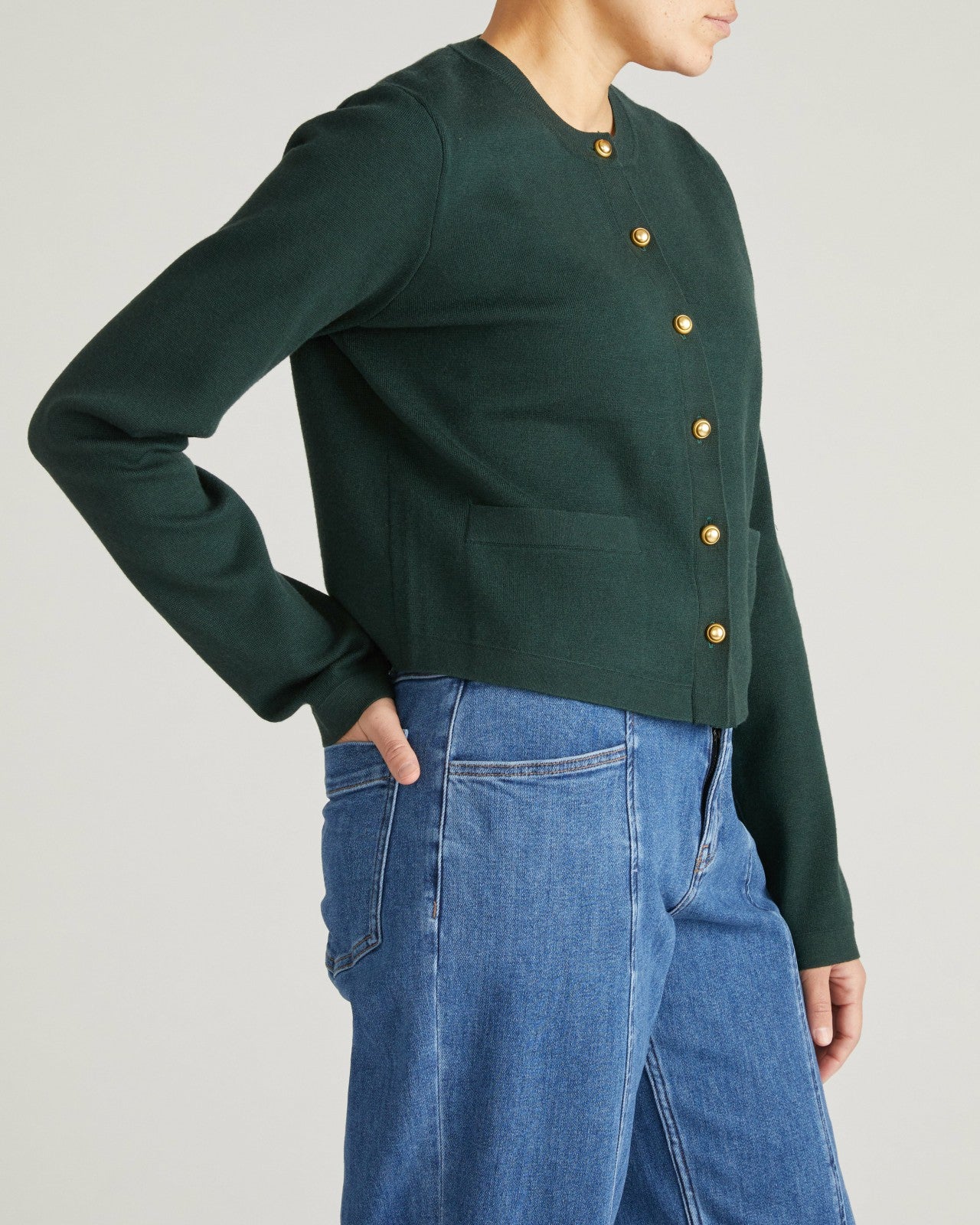 Universal Standard Gabrielle Button-Front Cardigan - Forest Green