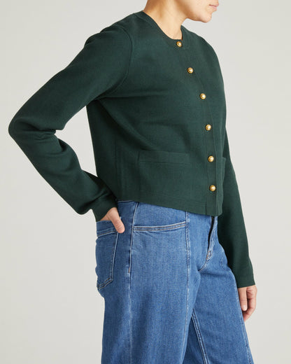 Universal Standard Gabrielle Button-Front Cardigan - Forest Green