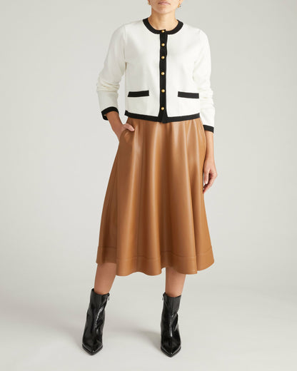 Universal Standard Gabrielle Button-Front Cardigan - Cream with Black Accents