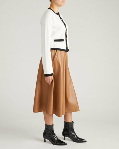 Universal Standard Gabrielle Button-Front Cardigan - Cream with Black Accents