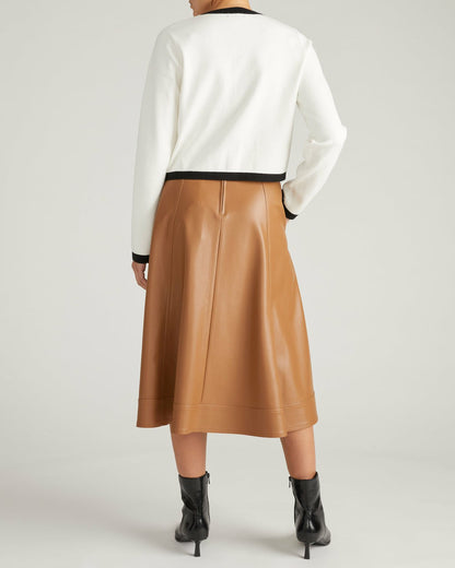 Universal Standard Gabrielle Button-Front Cardigan - Cream with Black Accents