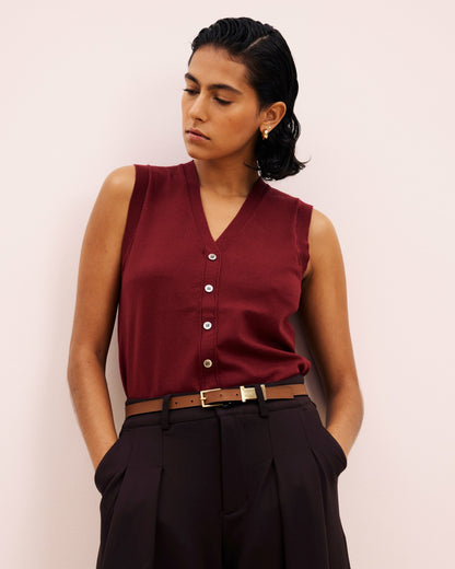 Universal Standard Savvy Fine Knit Cardigan Vest - Red Geranium