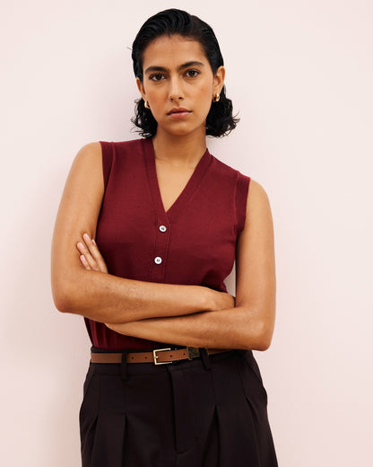 Universal Standard Savvy Fine Knit Cardigan Vest - Red Geranium