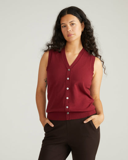 Universal Standard Savvy Fine Knit Cardigan Vest - Red Geranium