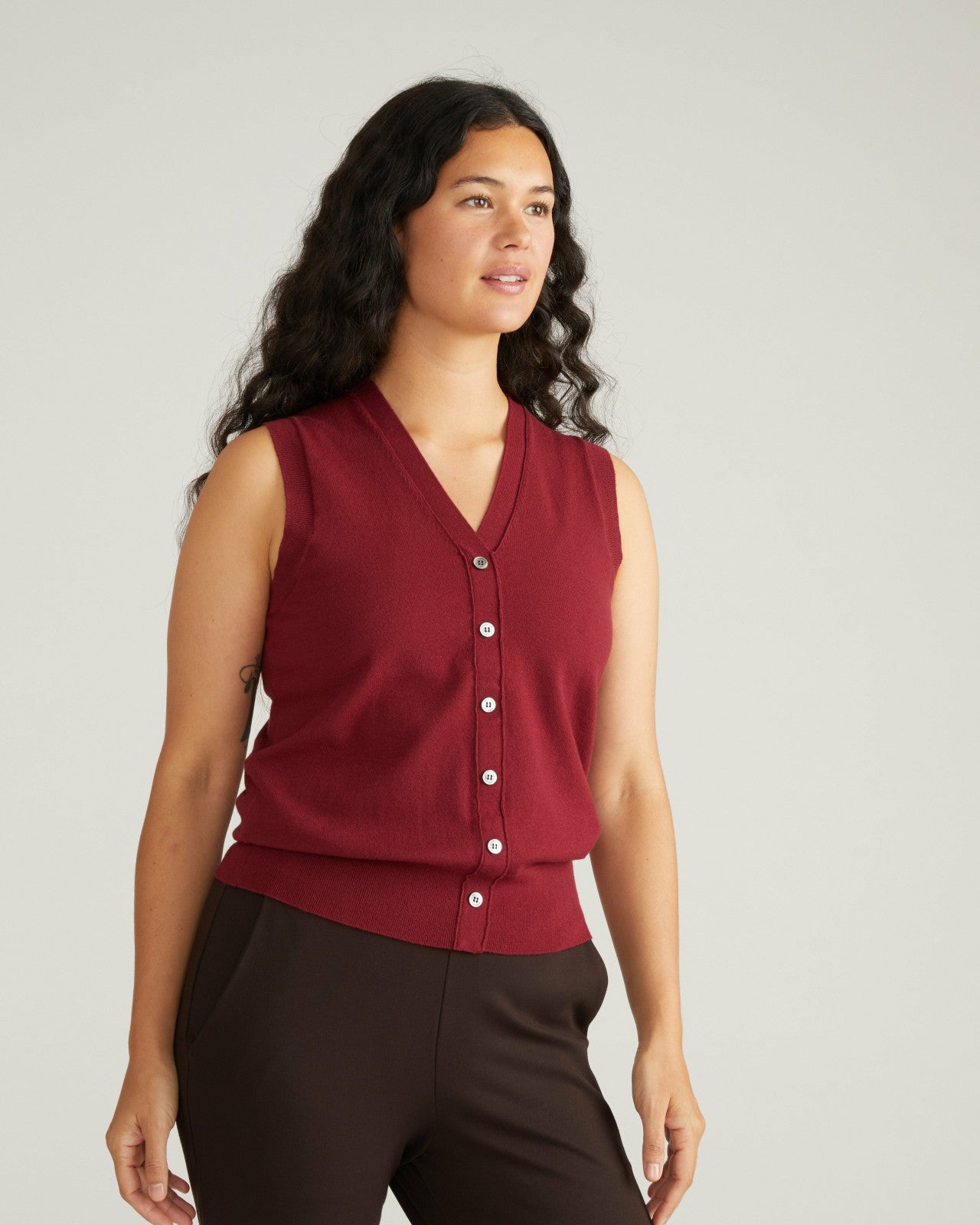 Universal Standard Savvy Fine Knit Cardigan Vest - Red Geranium