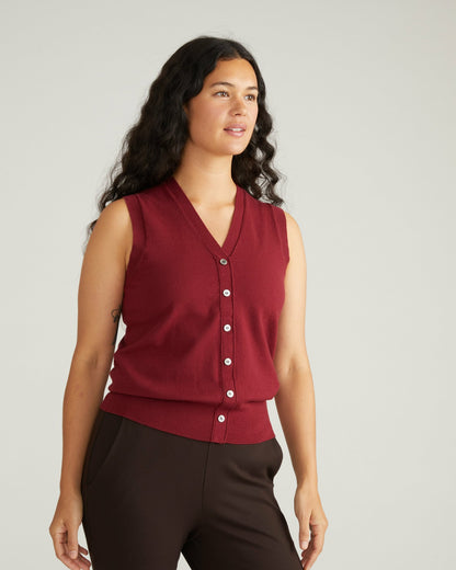 Universal Standard Savvy Fine Knit Cardigan Vest - Red Geranium