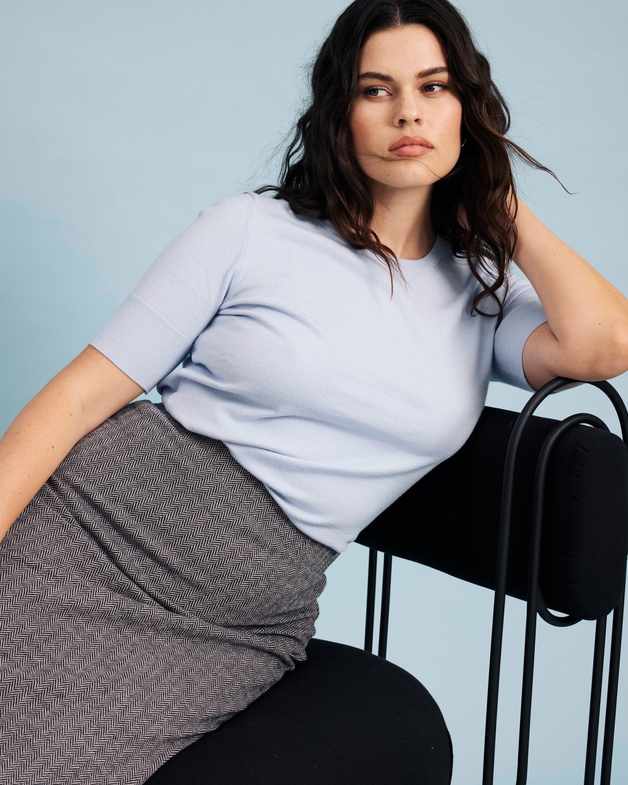 Universal Standard Savvy Fine Knit Sweater Top - Silver Blue