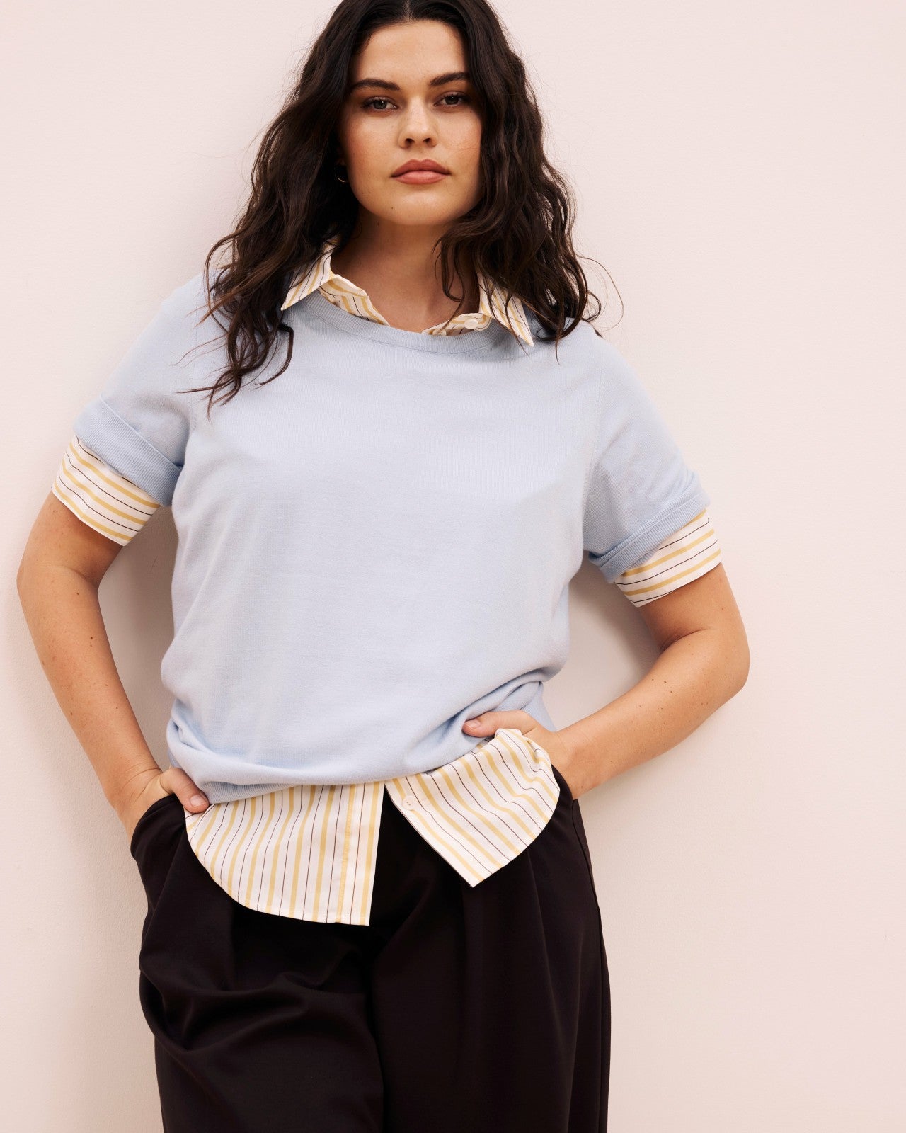 Universal Standard Savvy Fine Knit Sweater Top - Silver Blue