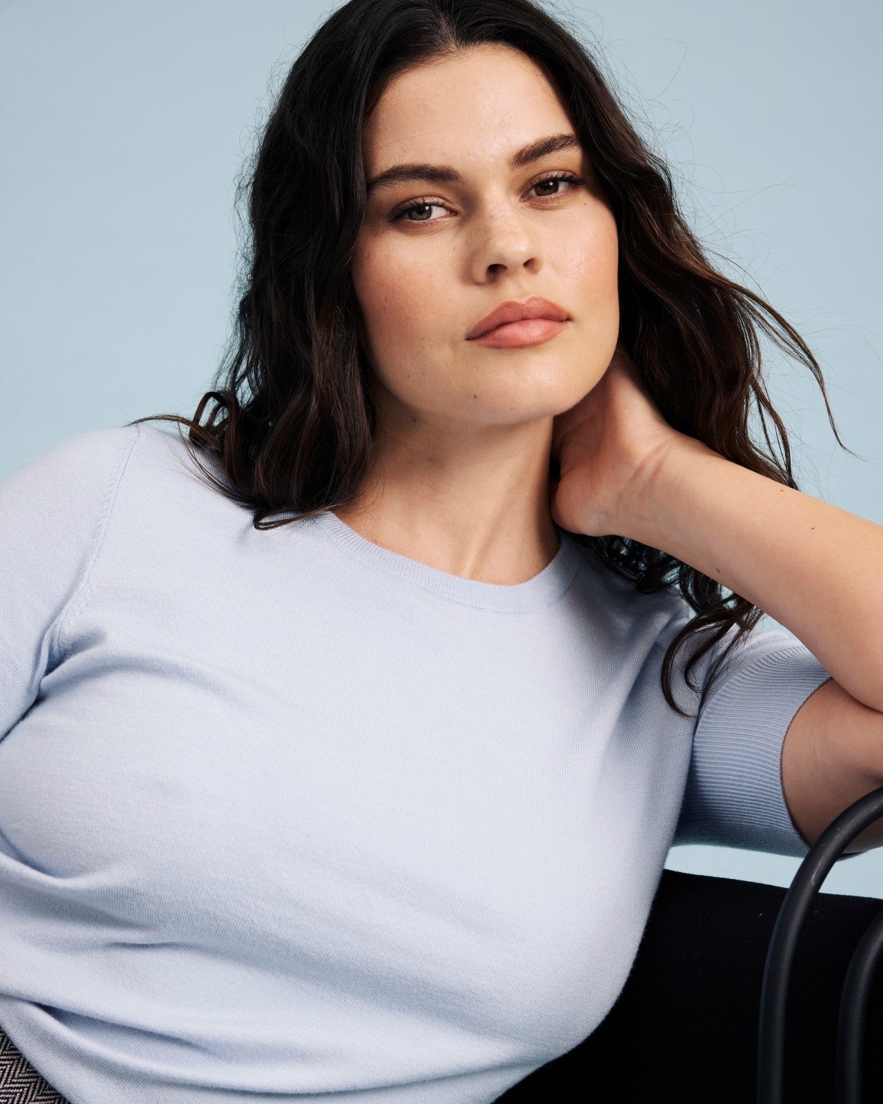 Universal Standard Savvy Fine Knit Sweater Top - Silver Blue