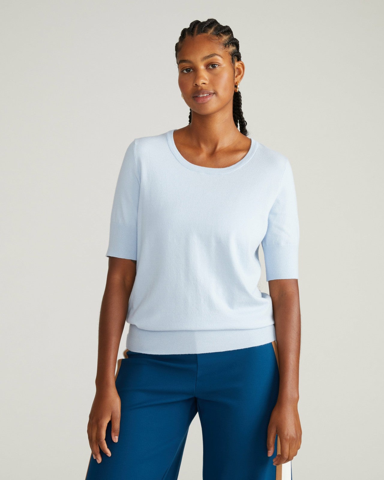 Universal Standard Savvy Fine Knit Sweater Top - Silver Blue
