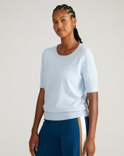 Universal Standard Savvy Fine Knit Sweater Top - Silver Blue