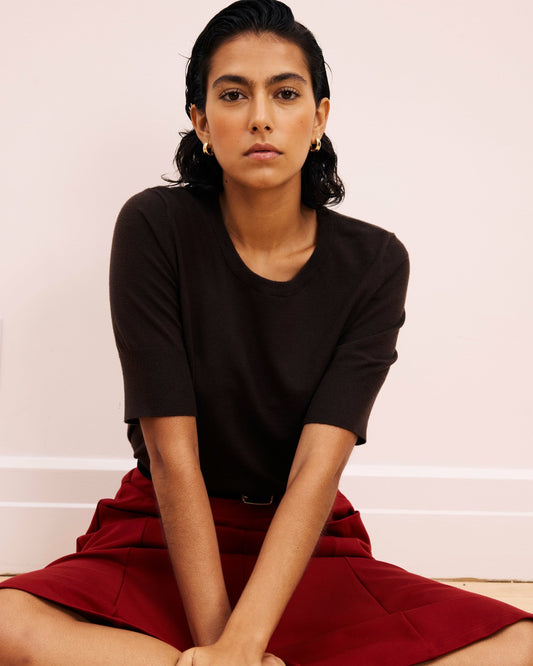 Universal Standard Savvy Fine Knit Sweater Top - Espresso