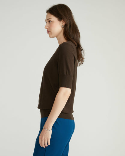 Universal Standard Savvy Fine Knit Sweater Top - Espresso