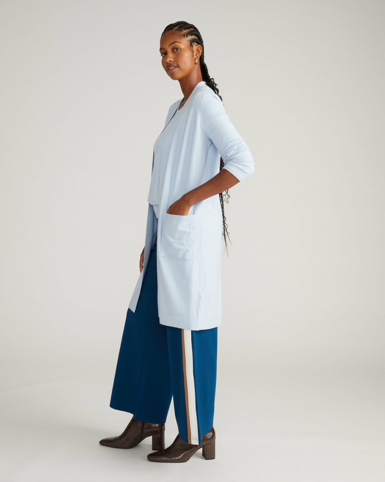Universal Standard Savvy Double Knit Duster - Silver Blue