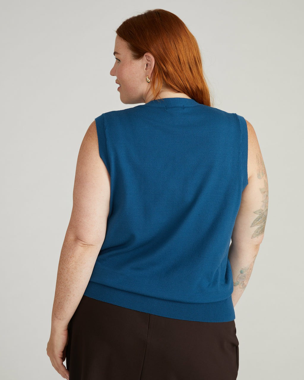 Universal Standard Savvy Fine Knit Cardigan Vest - Blue Teal