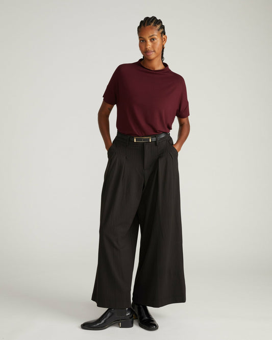 Universal Standard Palais Wide Leg Ponte Pants - Slate Pinstripe