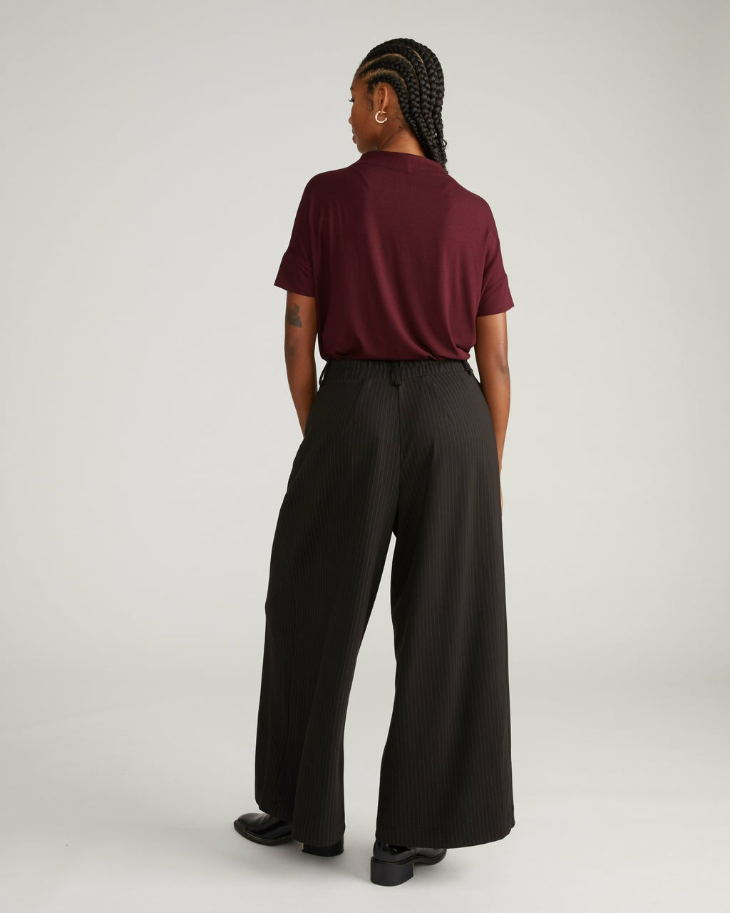 Universal Standard Palais Wide Leg Ponte Pants - Slate Pinstripe