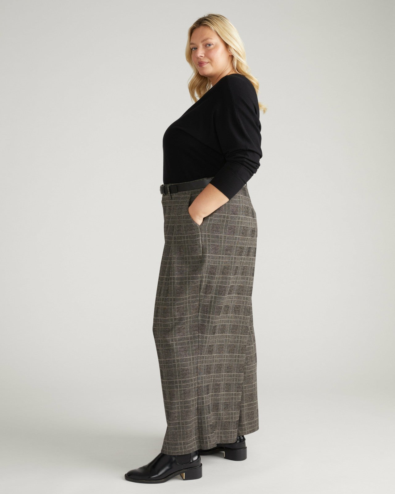 Universal Standard Palais Wide Leg Ponte Pants - British Plaid