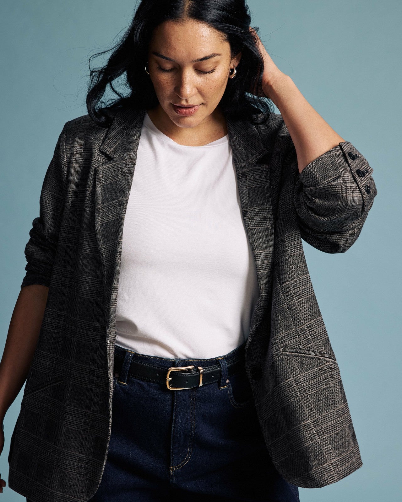 Universal Standard Beas Ponte Blazer - British Plaid