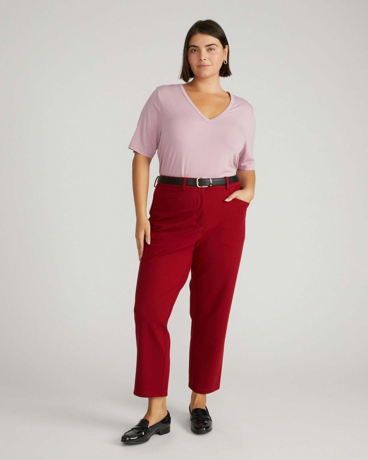 Universal Standard Cigarette Ponte Pants - Garnet