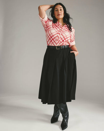Universal Standard Aleya Pleated Ponte Skirt - Black