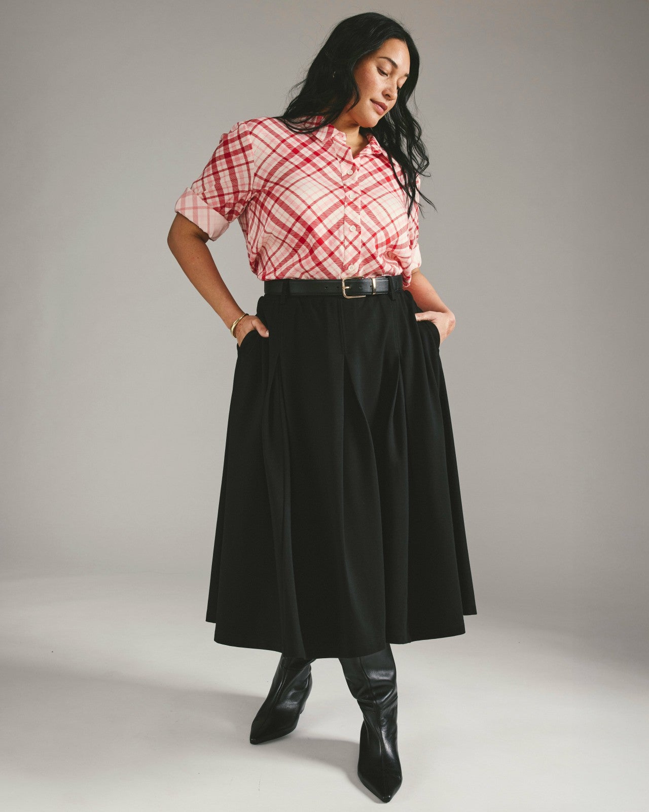 Universal Standard Aleya Pleated Ponte Skirt - Black