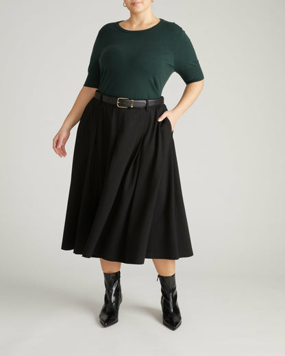 Universal Standard Aleya Pleated Ponte Skirt - Black