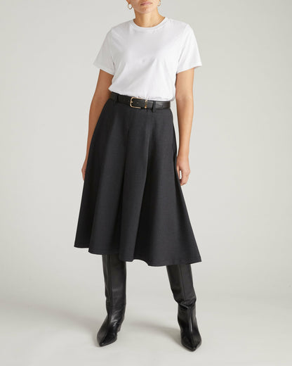 Universal Standard PowerPonte Denim Pleated Skirt - Charcoal