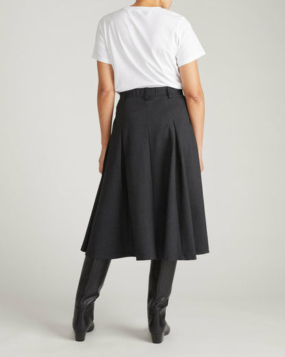 Universal Standard PowerPonte Denim Pleated Skirt - Charcoal