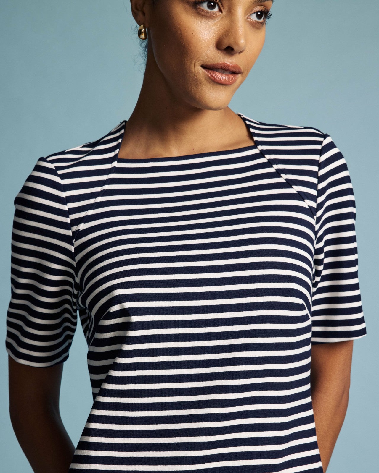Universal Standard Envelope Neck Ponte Dress - St. James Stripe