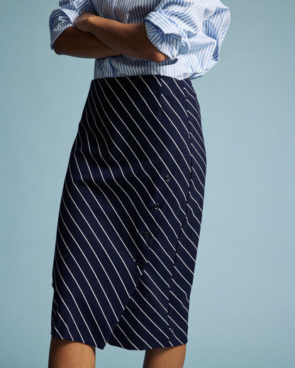 Universal Standard Anya Ponte Skirt - Navy Pinstripe